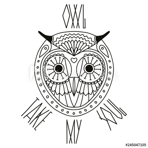 Ethnic Style Owl's Head Vector Drawing Poster With Lettering 500x500 Ethnic Style Owl's Head Vector Drawing Poster With Lettering