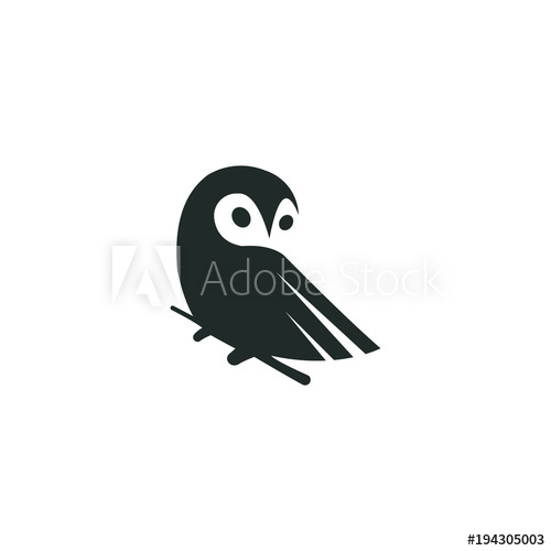 500x500 Owl Logo Vector Graphic Minimalist Outline Art