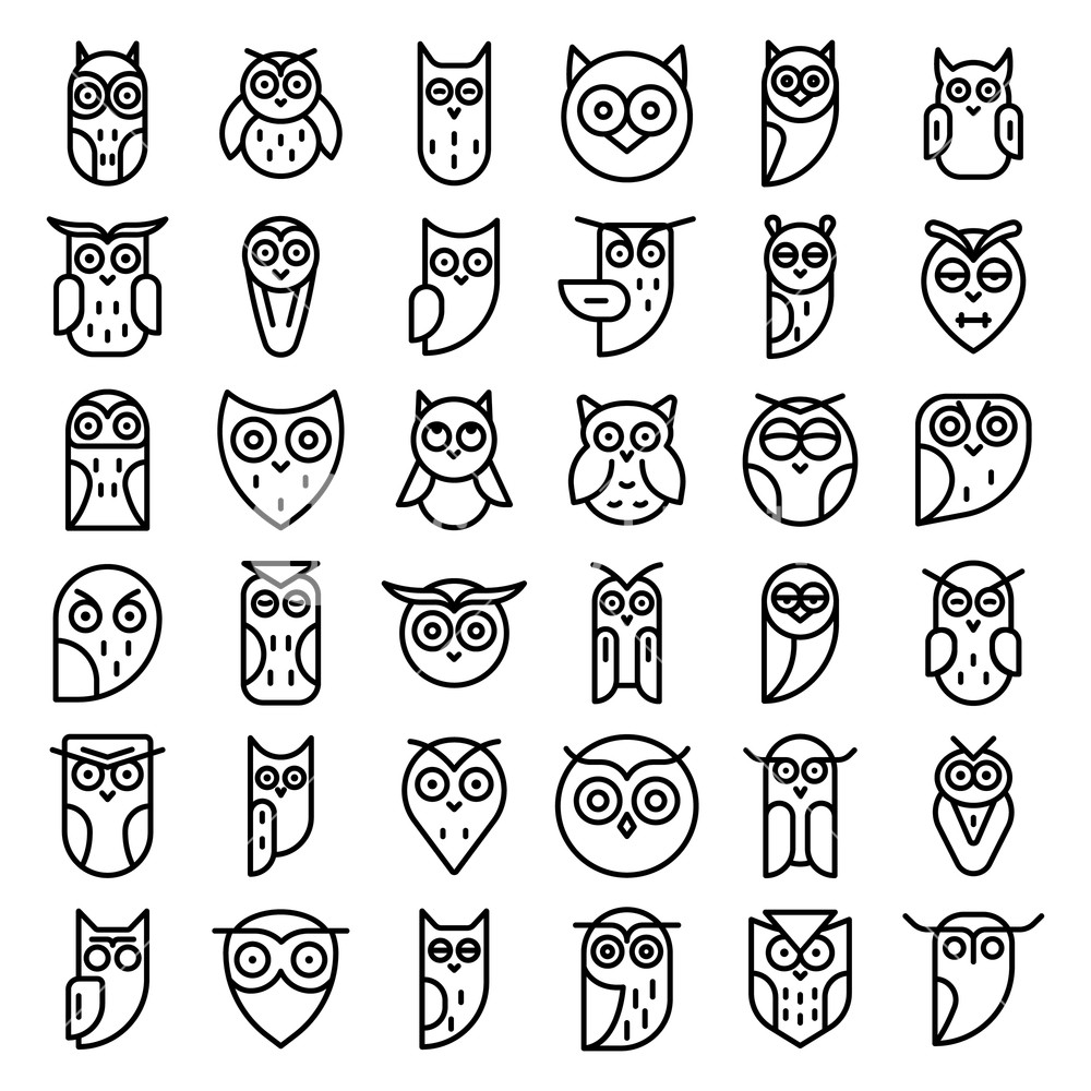Owl Icons Set Outline Set Of Owl Vector Icons For Web Design 1000x1000 Owl Icons Set Outline Set Of Owl Vector Icons For Web Design