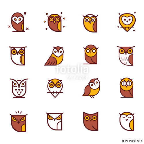 Owl Outline Icons Collection Set Of Outline Owls And Emblems 500x500 Owl Outline Icons Collection Set Of Outline Owls And Emblems