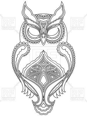 Abstract Outline Of Owl With Closed Eyes Vector Image Of Plants 300x400 Abstract Outline Of Owl With Closed Eyes Vector Image Of Plants