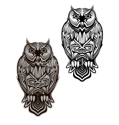 380x400 Owl Bird Tattoo Vector On Vectorstock Projects Tribal Owl