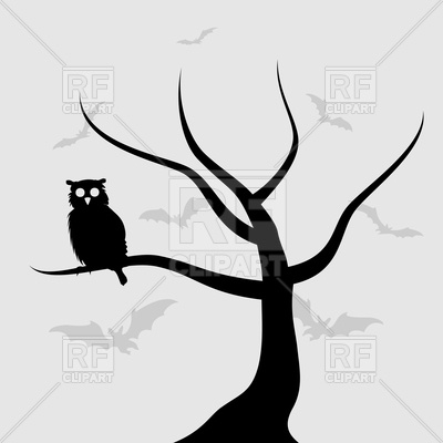 400x400 Owl Sits On Tree Branch Vector Image Of Plants And Animals