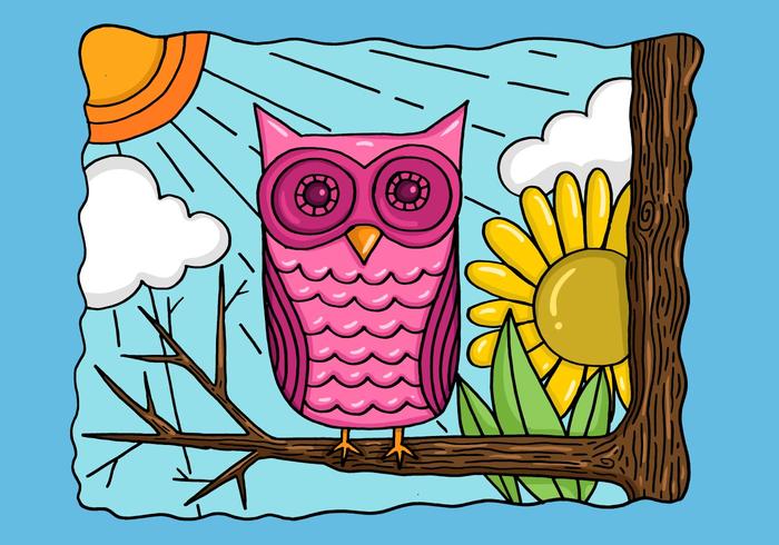700x490 Colorful Owl In A Tree Vector