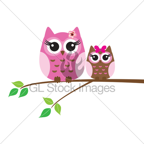 500x500 Vector Owls In The Tree Branch Gl Stock Images
