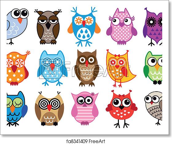 Free Art Print Of Vector Owls Set Of Colorful Owls, Vector 560x470 Free Art Print Of Vector Owls Set Of Colorful Owls, Vector