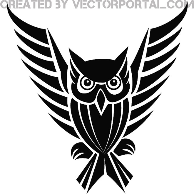 660x660 Owl Spread Wings Vector Image