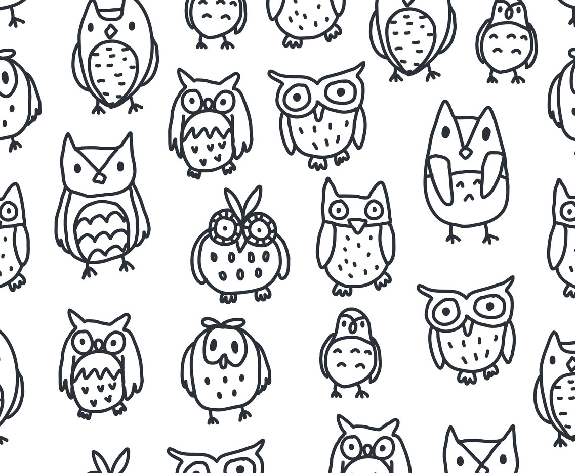 1136x936 Black And White Owl Pattern Vector Vector Art Graphics
