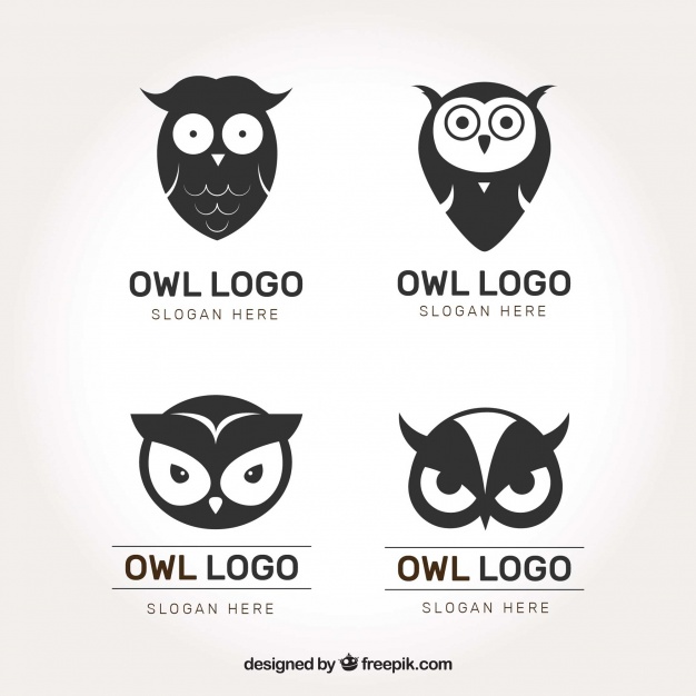 626x626 Black And White Owl Logo Set Vector Free Download