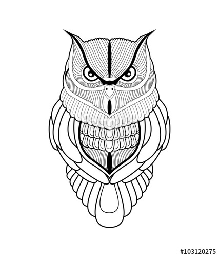 Black And White Owl Vector Isolated On White, Civetta In Bianco E 427x500 Black And White Owl Vector Isolated On White, Civetta In Bianco E