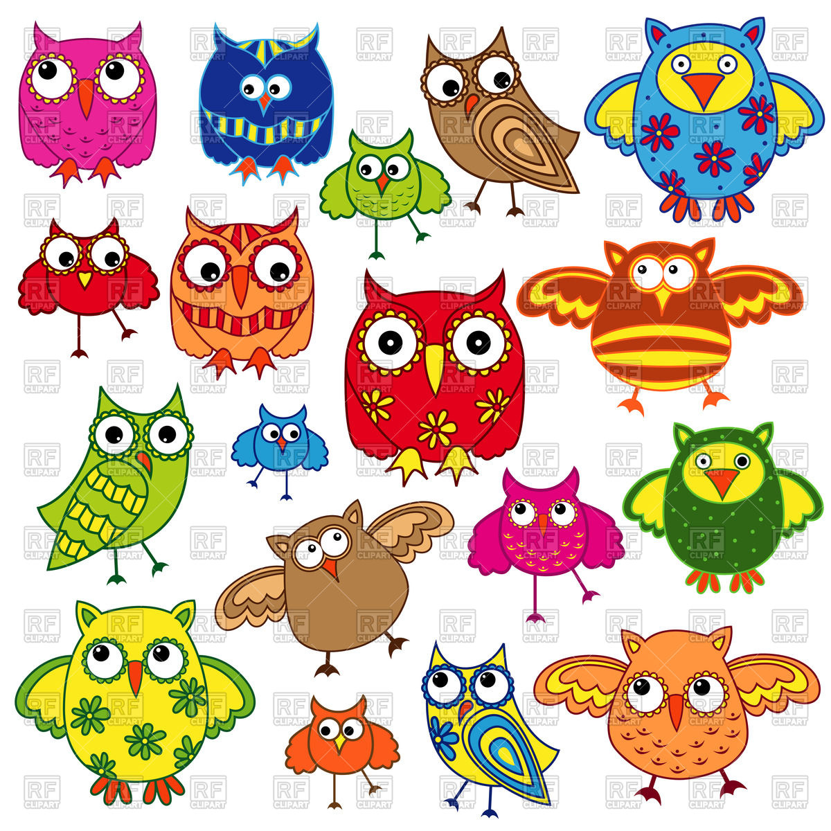 1200x1200 Colourful Cute Owls Vector Image Of Plants And Animals Natareal