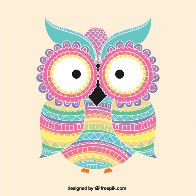 626x626 Colorful Owl With Ornaments Vector Free Download