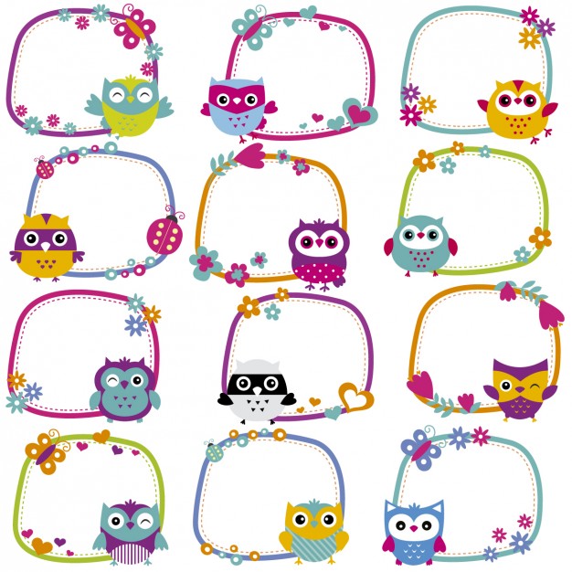 626x626 Cute Owl Frames Collection Vector Free Download