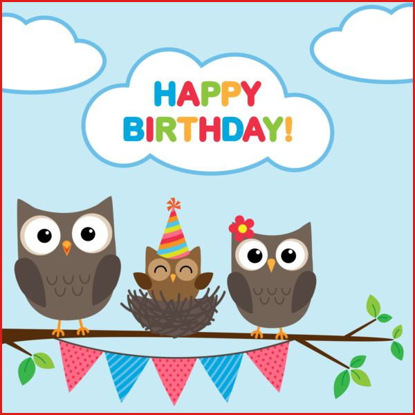 600x600 Owl Happy Birthday Card Happy Birthday Card And Cute Owls Vector