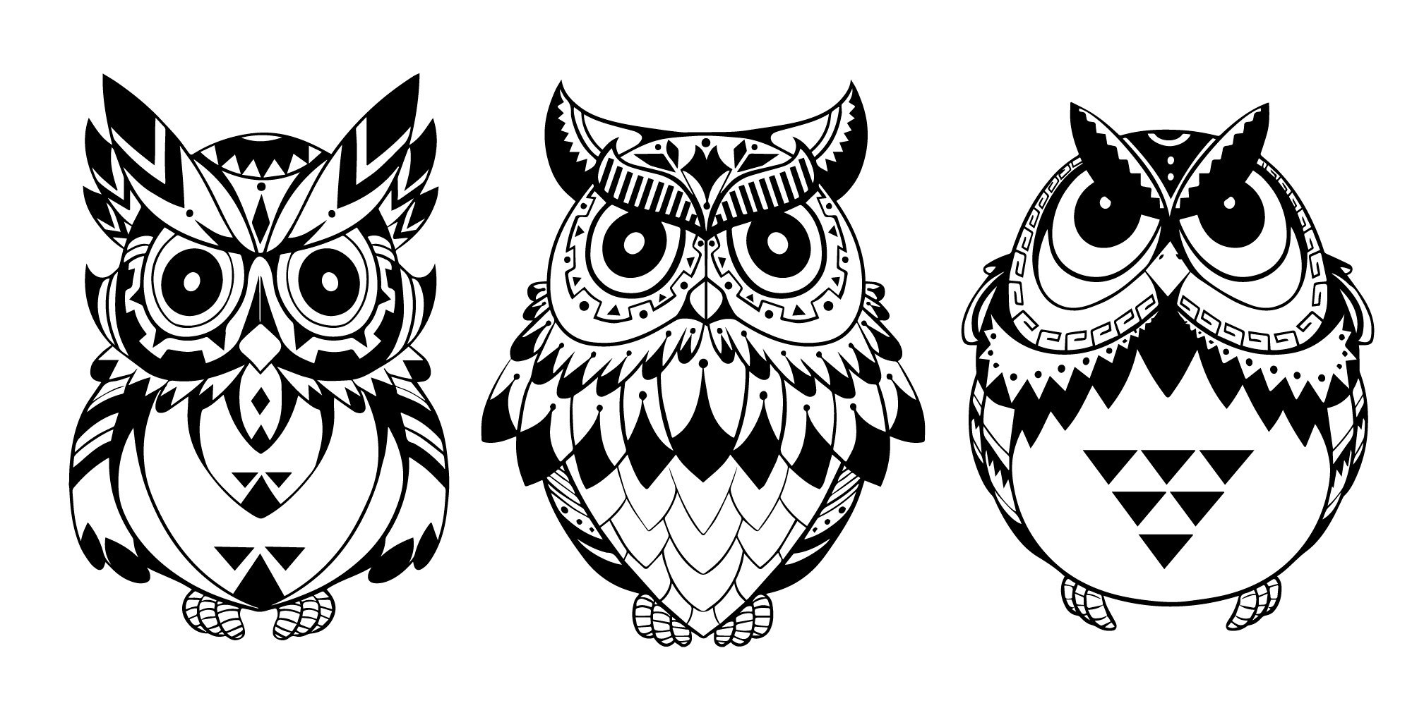 2000x1004 Owls Vector Art Free Vector Cdr Download