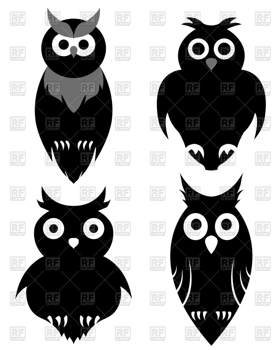 960x1200 Set Of Halloween Black Owls Vector Image Of Plants And Animals