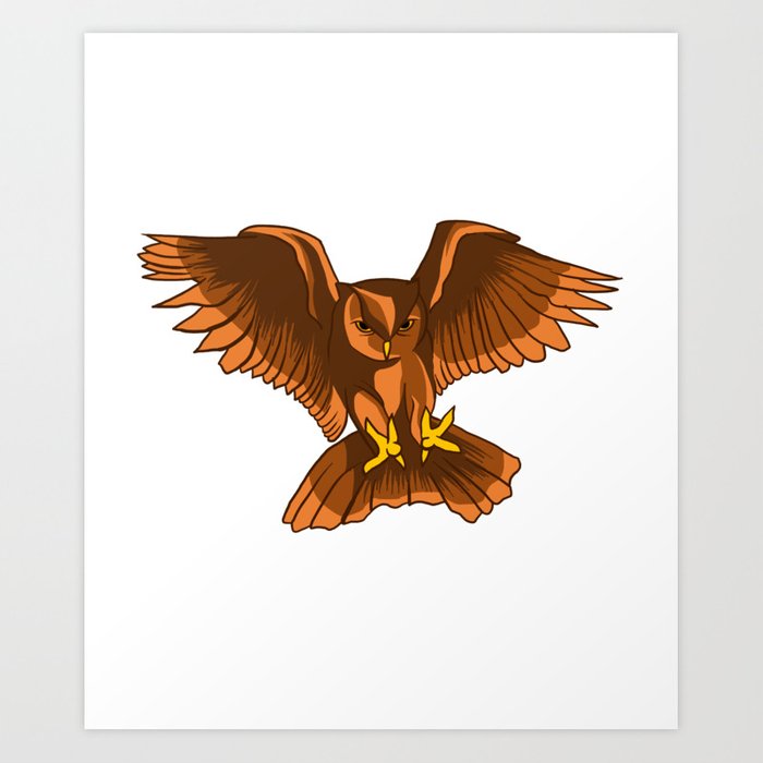 700x700 Flying Owl Vector Art Cool Predator Bird Nocturnal Art Print