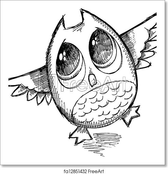 561x581 Free Art Print Of Cute Sketch Doodle Owl Vector Cute Sketch