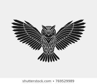 325x280 Vector Abstract Polygonal Owl With Open Wings Black Geometric