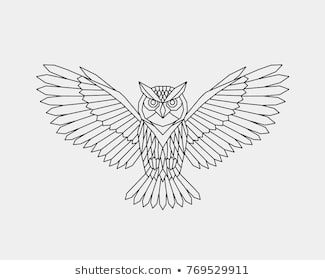 325x280 Vector Abstract Polygonal Owl With Open Wings Linear Geometric