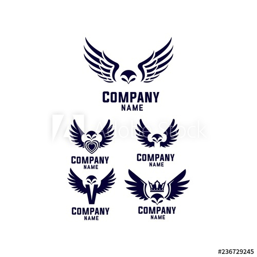 500x500 Set Of Owl Wings Logo Design Vector