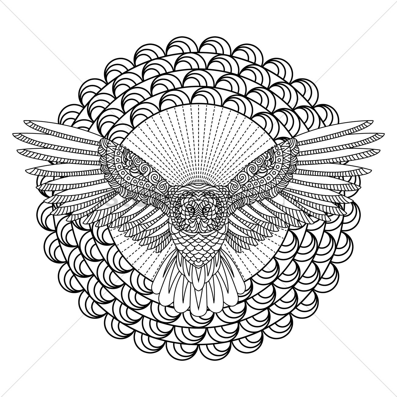 1300x1300 Intricate Owl Design Vector Image