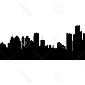 300x300 Detroit Michigan City Skyline Gray Buildings Isolated Wh Detroit