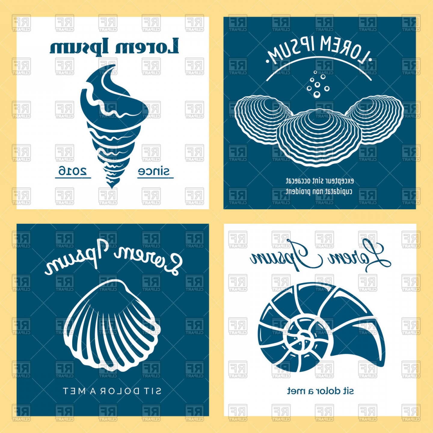 1440x1440 Set Of Oyster Shell Scallop And Seashells Vector Clipart Soidergi