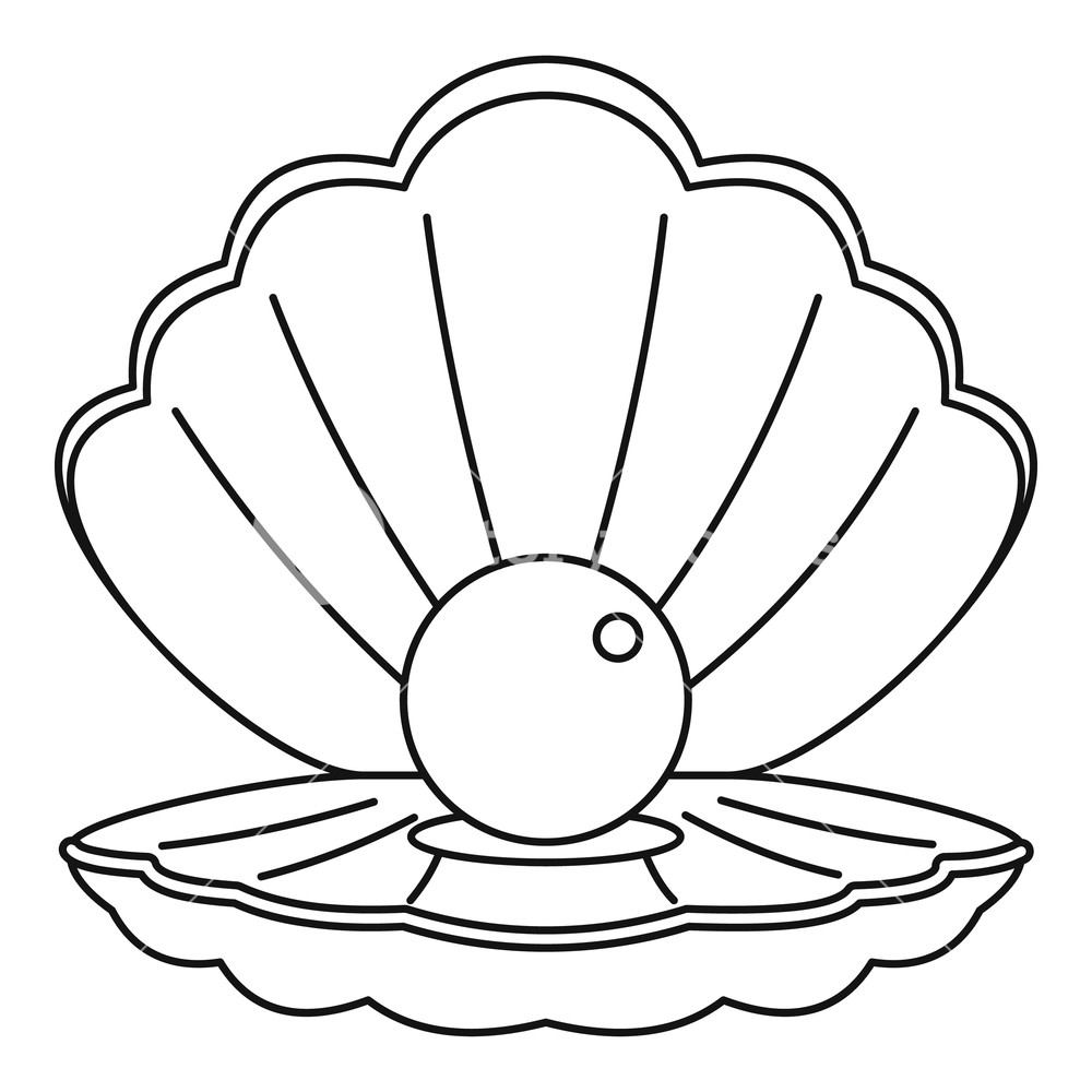 1000x1000 Sea Shell With Pearl Icon Outline Illustration Of Sea Shell