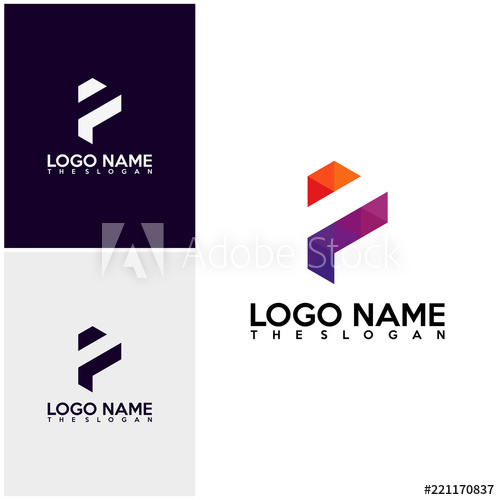 500x500 Initial Pf Logo Vector, P Logo Template, Colorful Logo