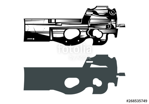 Machine Gun Assault Rifle Vector Image Set Stock Image 500x351 Machine Gun Assault Rifle Vector Image Set Stock Image