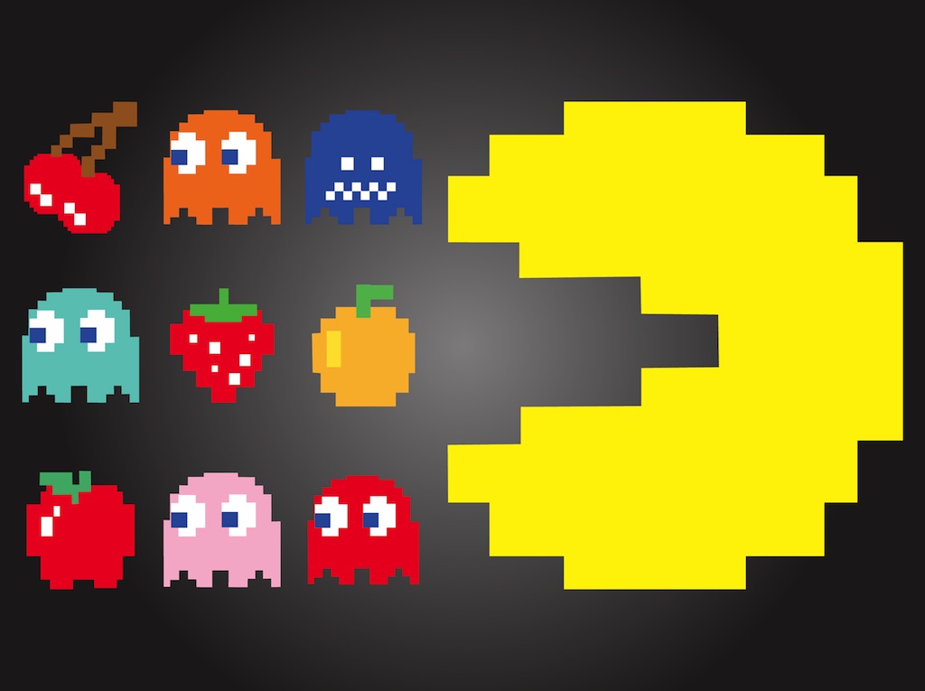 1024x765 Pac Man Characters Vector Art Graphics