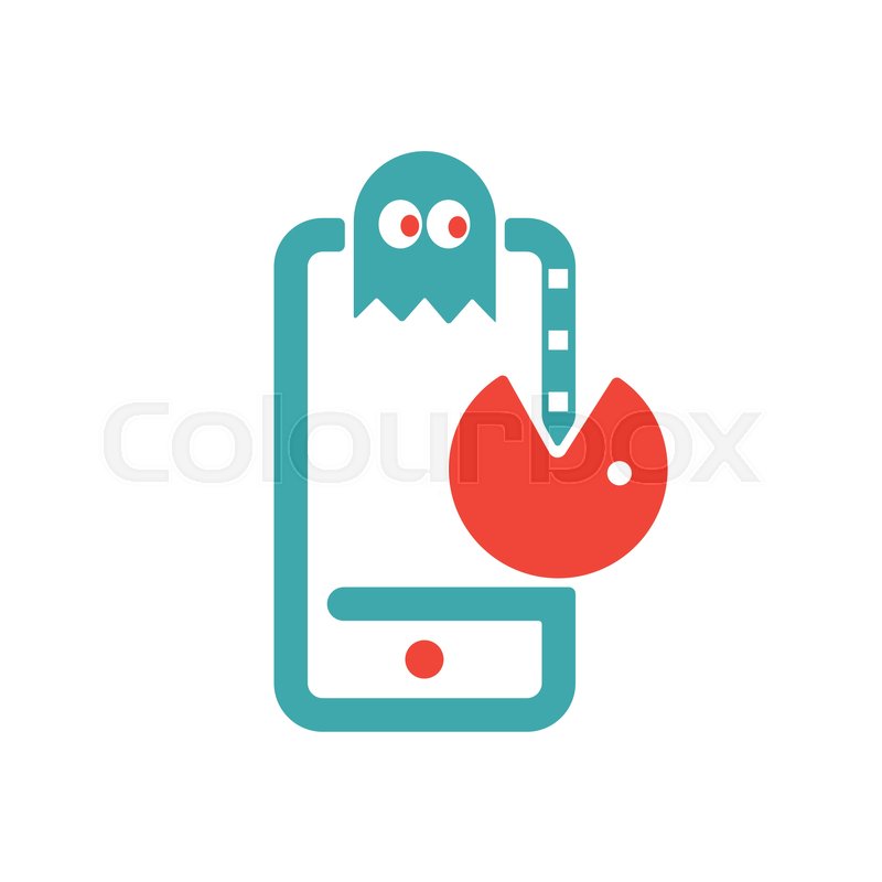 800x800 Pac Man Game Icon On Smartphone Screen Stock Vector Colourbox