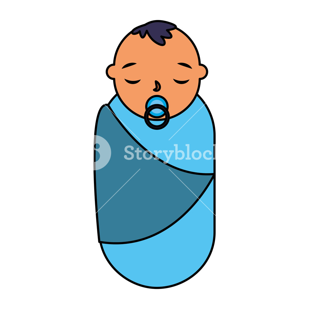 1000x1000 Cute Baby Boy With Pacifier Vector Illustration Royalty Free Stock