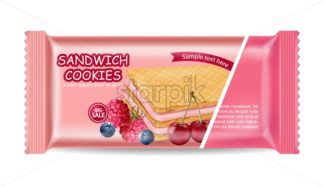 324x187 Berry Cream Waffles Package Vector Realistic Product Placement