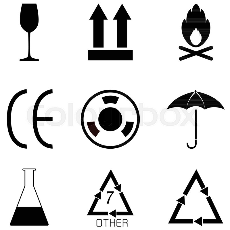 800x800 Packaging Symbols Icon Set Stock Vector Colourbox