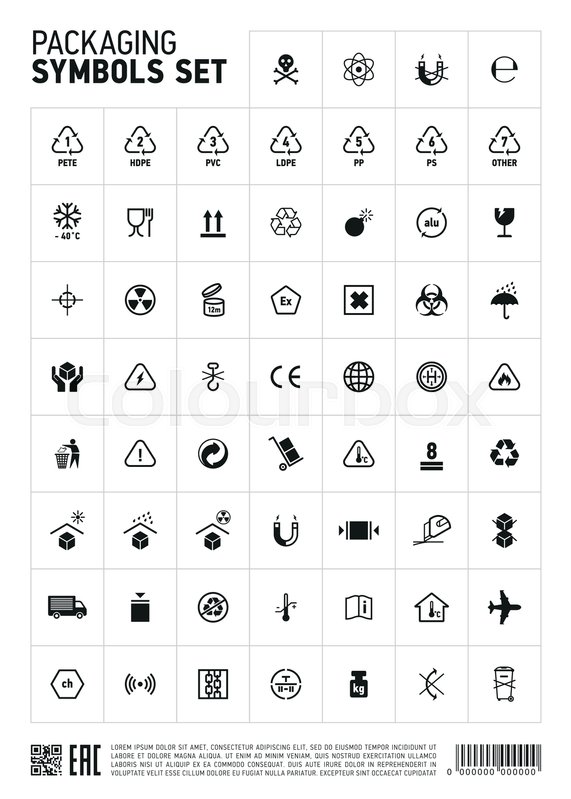 571x799 Packaging Symbols Set Vector Icon Stock Vector Colourbox