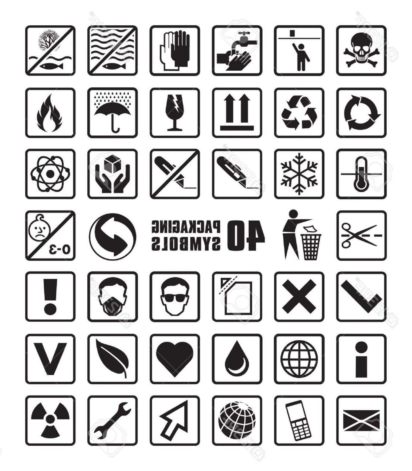 1365x1560 Photostock Vector Set Of Packaging Symbols In Vector Format
