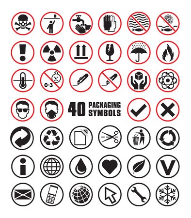 394x450 Set Of Round Packaging Symbols In Vector Format Royalty Free