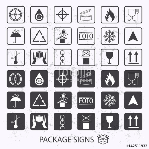 500x500 Vector Packaging Symbols On Vector Grunge Background Shipping
