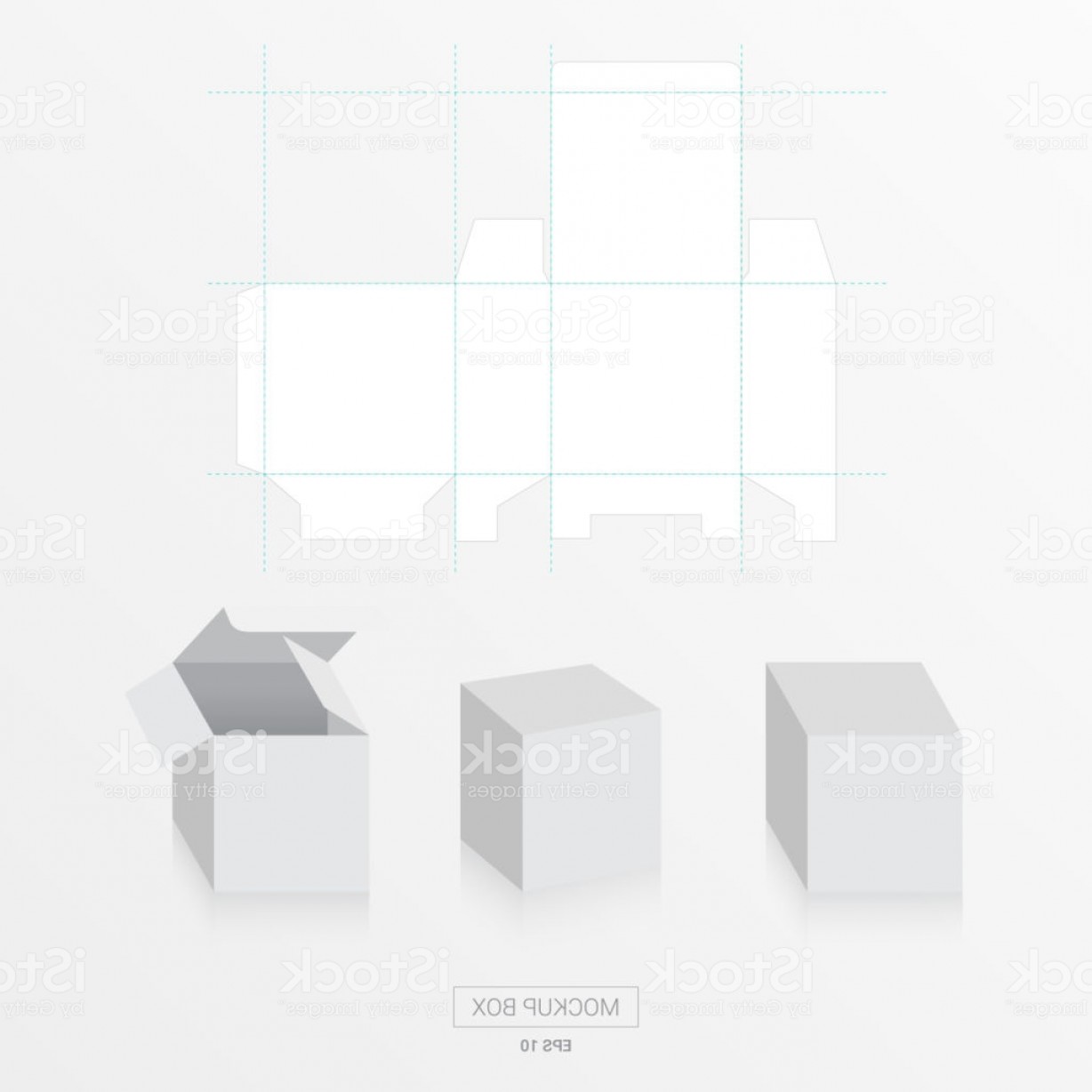 1228x1228 Mockup Box With Die Cut Template Vector Blank Square Box Template