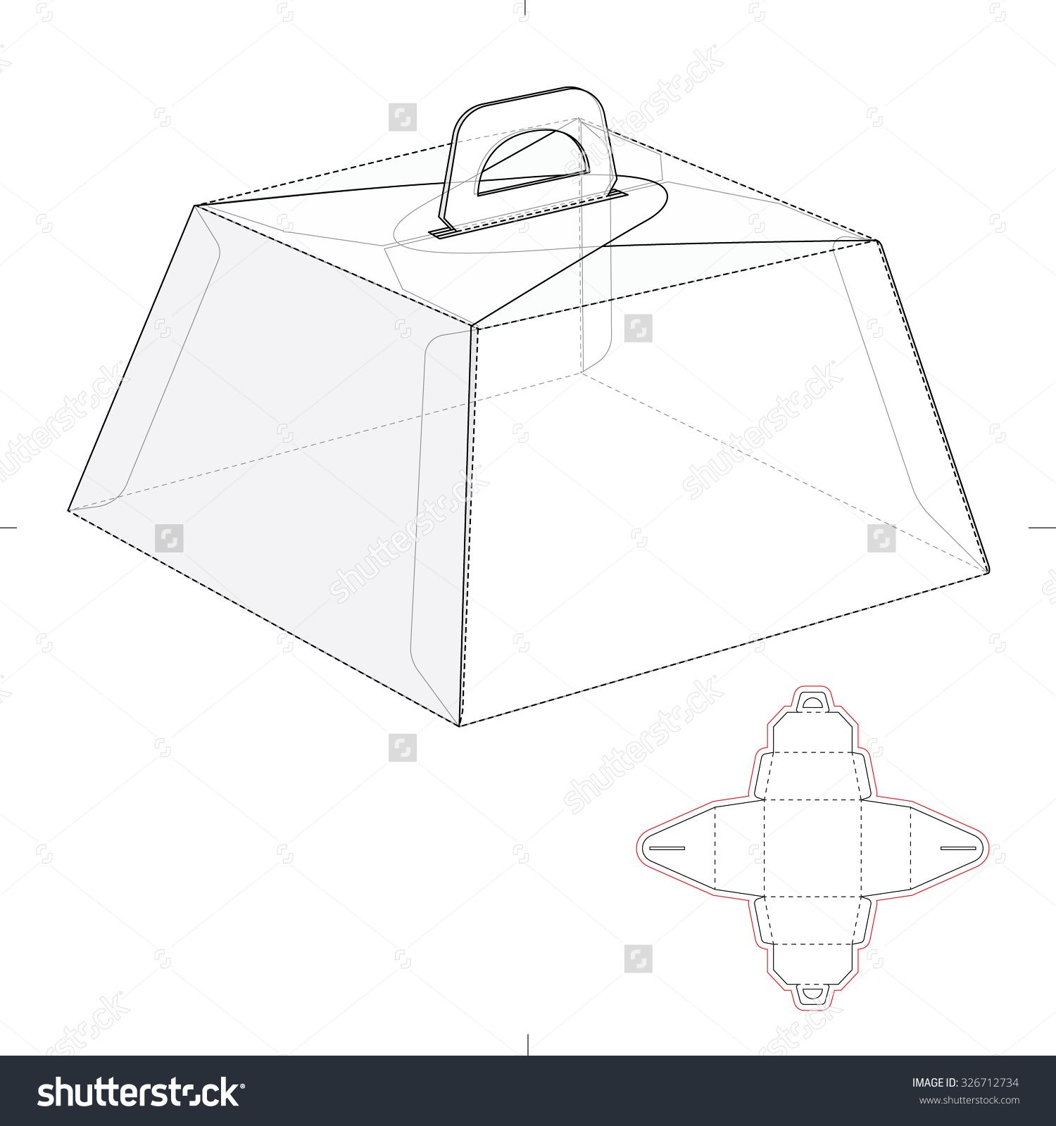 1500x1600 Caring Birthday Cake Box With Die Line Template Stock Vector
