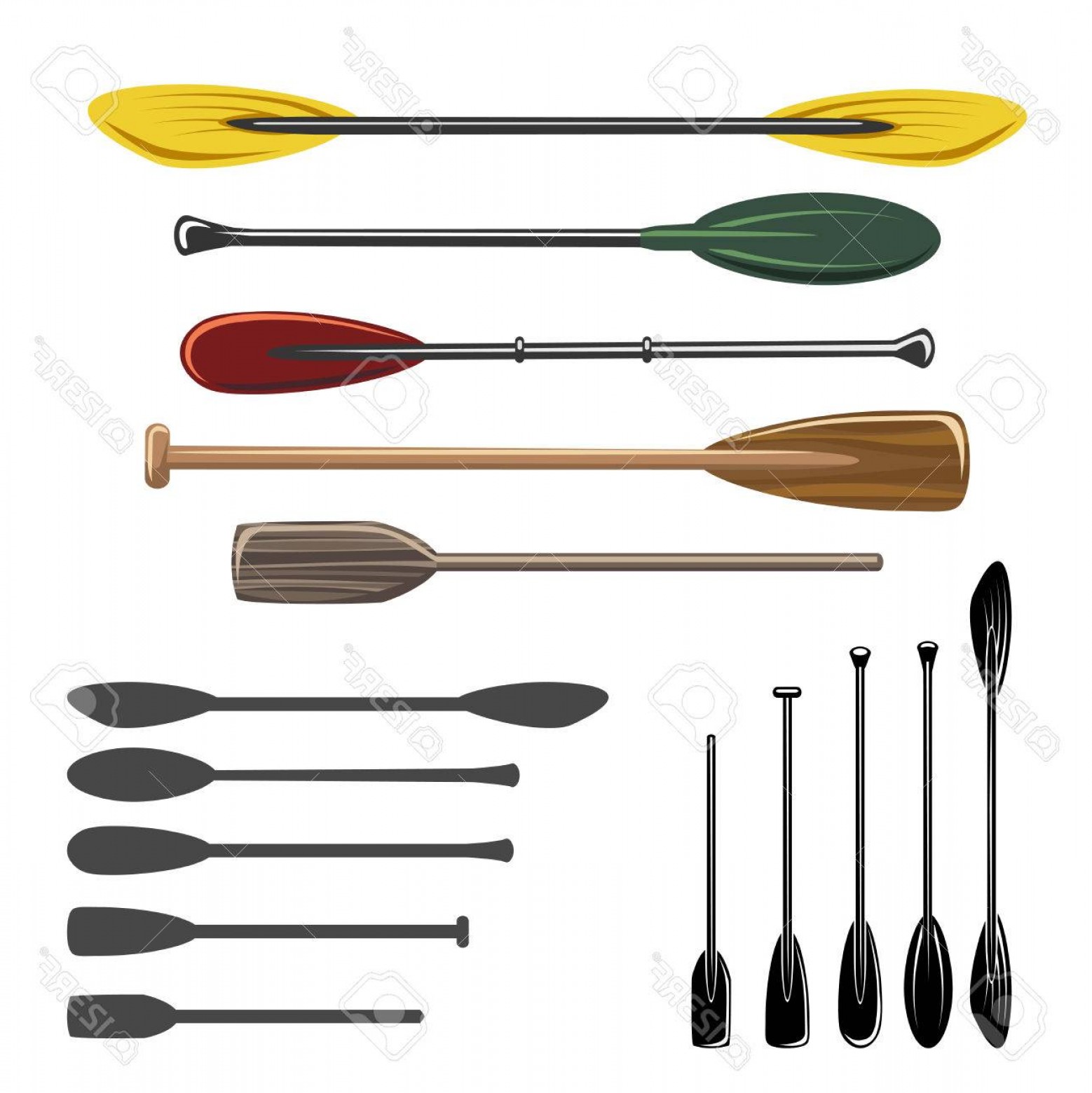 1558x1560 Photostock Vector Paddles And Oars Vector Icons Set Sport Rowing