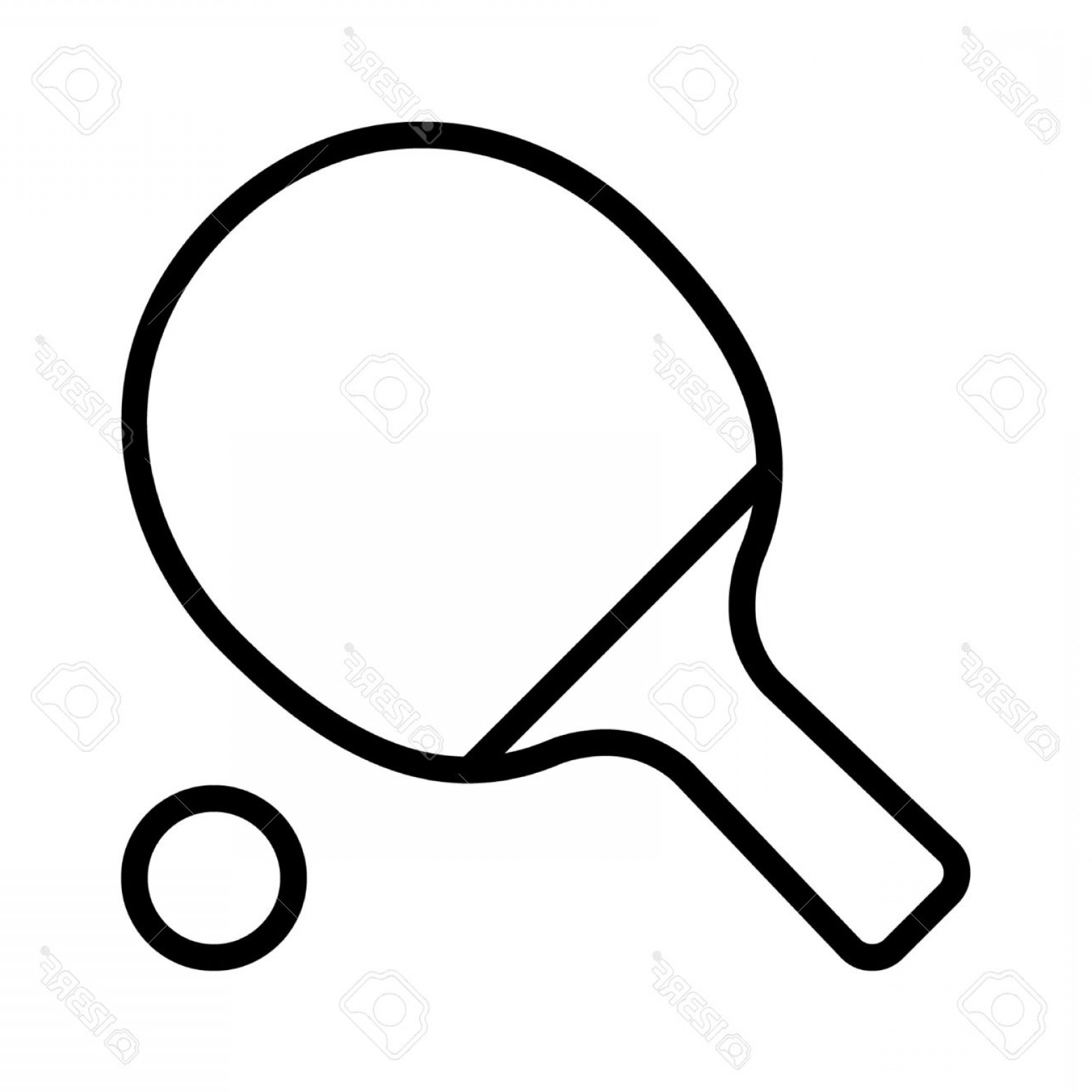 1560x1560 Photostock Vector Ping Pong Table Tennis Paddle With Ball Line Art