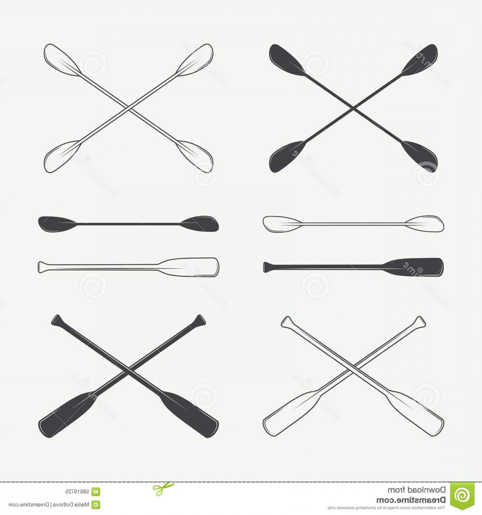1560x1668 Stock Illustration Set Vintage Paddles Vector Illustration Image