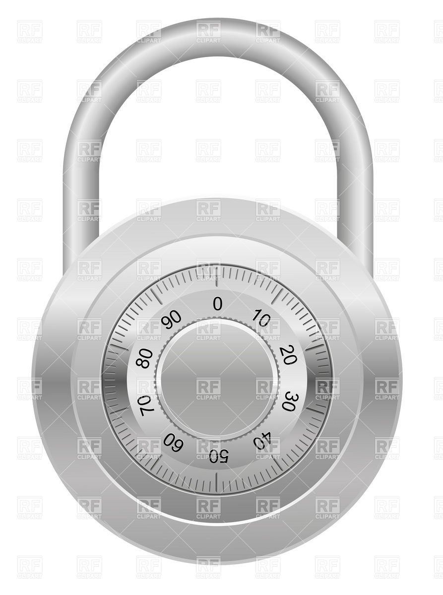 893x1200 Closed Metal Combination Padlock Vector Image Of Objects