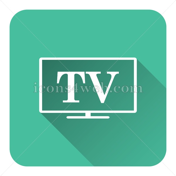 Tv Flat Icon With Long Shadow Vector 600x600 Tv Flat Icon With Long Shadow Vector