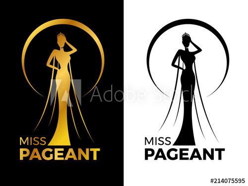 500x375 Miss Lady Pageant Logo Sign With Gold And Black Woman Wear Crown