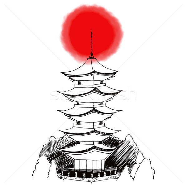 600x600 Asian Japanese Pagoda Vector Illustration Kakigori