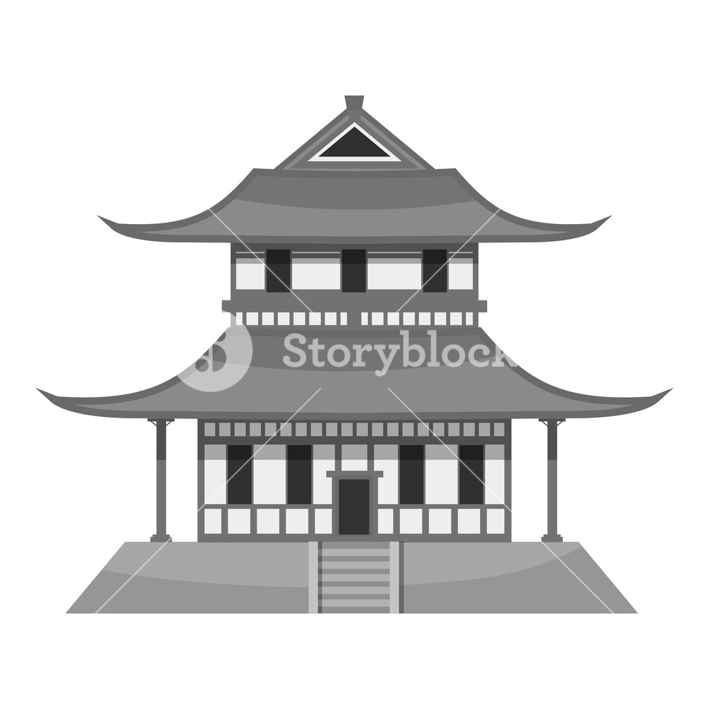1000x1000 Pagoda Icon Gray Monochrome Illustration Of Pagoda Vector Icon